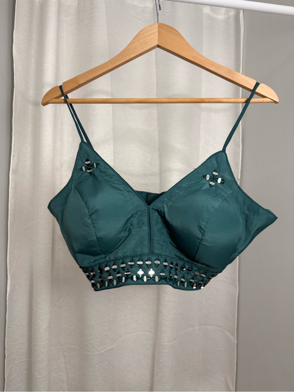Teal Mirror Spaghetti Blouse ✨